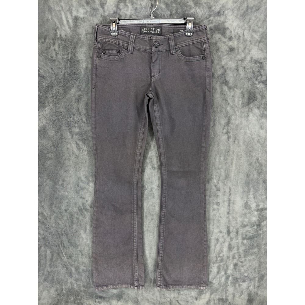 Affliction Jade Bootcut Jeans Womens 29 Coal Grey Low Rise Stretch 02BC171L